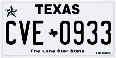 TX license plate CVE0933
