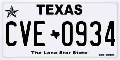 TX license plate CVE0934