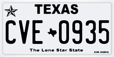 TX license plate CVE0935