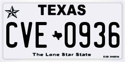 TX license plate CVE0936