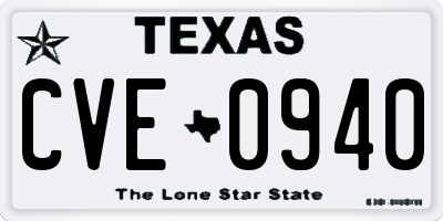 TX license plate CVE0940