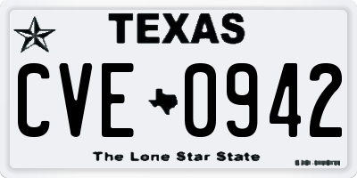 TX license plate CVE0942