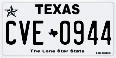 TX license plate CVE0944