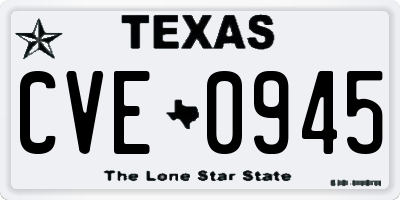 TX license plate CVE0945