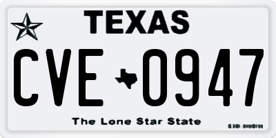 TX license plate CVE0947