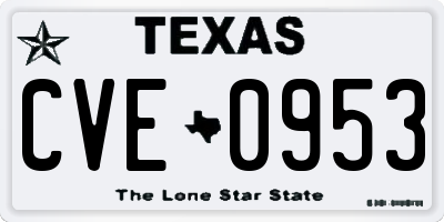 TX license plate CVE0953