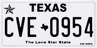 TX license plate CVE0954