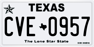 TX license plate CVE0957