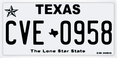 TX license plate CVE0958