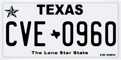 TX license plate CVE0960