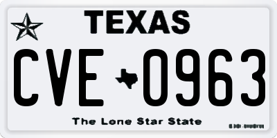 TX license plate CVE0963