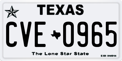 TX license plate CVE0965