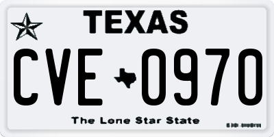 TX license plate CVE0970