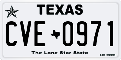 TX license plate CVE0971