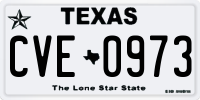 TX license plate CVE0973
