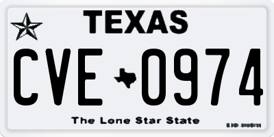 TX license plate CVE0974
