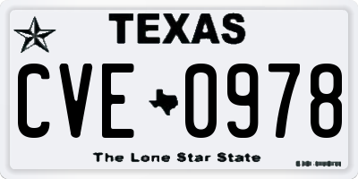 TX license plate CVE0978
