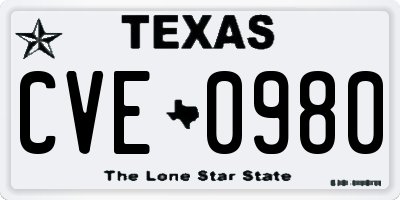TX license plate CVE0980
