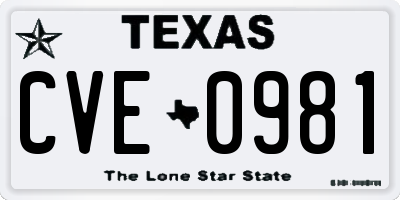 TX license plate CVE0981