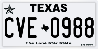 TX license plate CVE0988