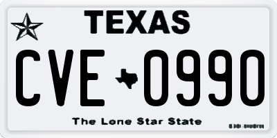 TX license plate CVE0990
