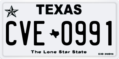 TX license plate CVE0991