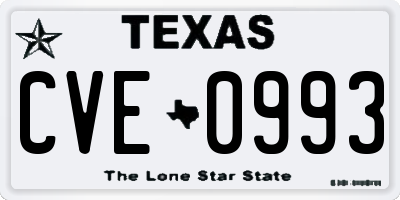 TX license plate CVE0993
