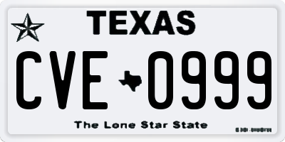 TX license plate CVE0999