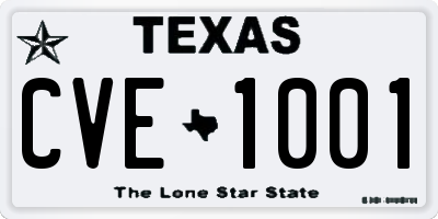 TX license plate CVE1001