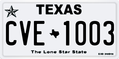 TX license plate CVE1003