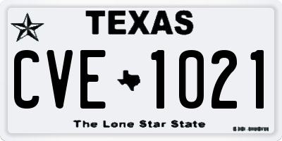 TX license plate CVE1021