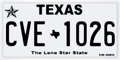 TX license plate CVE1026