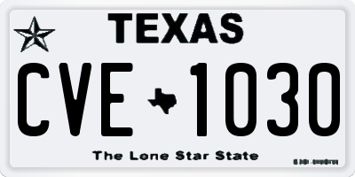 TX license plate CVE1030
