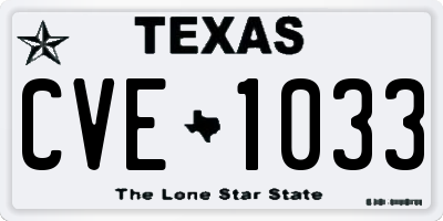 TX license plate CVE1033