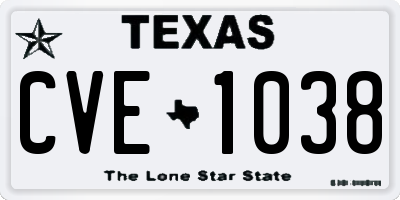 TX license plate CVE1038