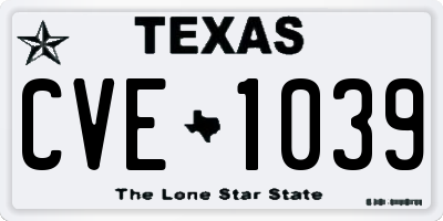 TX license plate CVE1039