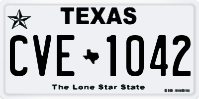 TX license plate CVE1042