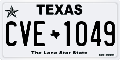 TX license plate CVE1049