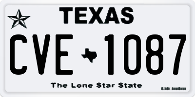 TX license plate CVE1087