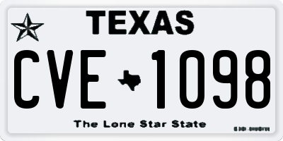 TX license plate CVE1098