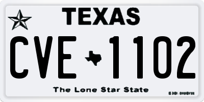 TX license plate CVE1102