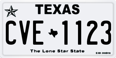 TX license plate CVE1123