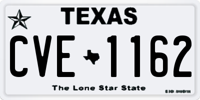 TX license plate CVE1162
