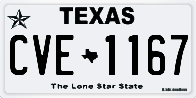 TX license plate CVE1167