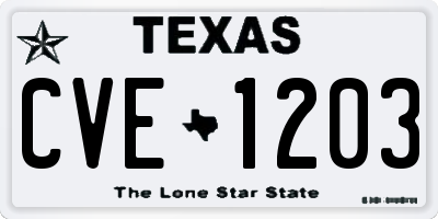 TX license plate CVE1203