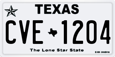 TX license plate CVE1204