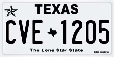 TX license plate CVE1205