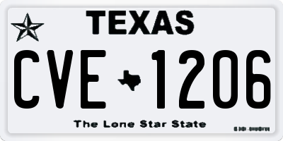 TX license plate CVE1206