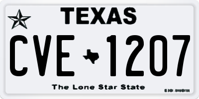 TX license plate CVE1207