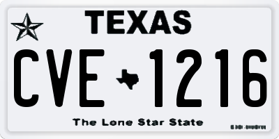 TX license plate CVE1216
